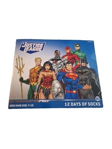 JUSTICE LEAGUE 12 Days of Socks KIDS SHOE SIZE 7-10 - NO SHOW 12 PAIRS of SockS - Picture 1 of 2