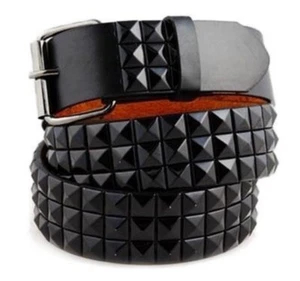 Unisex Men Women Silver Metal Pyramid Studded Leather Belt Punk Rock Goth Emo - Picture 1 of 6
