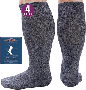 Extra Width Socks for Swollen Feet-4 Pairs Bariatric Hospital Socks,Lymphedema - Picture 1 of 12