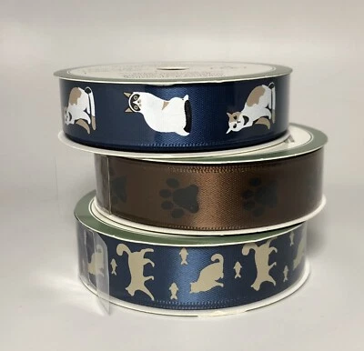 Lot of 3 Floral Garden Pet Cat Ribbon for Crafts – 3 Yards Each New - Image 1 of 4
