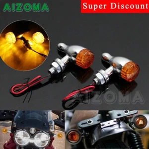 Bullet 10mm Silver LED Turn Signal Indicator Lights Lamps For Harley Universal - Picture 1 of 11