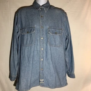 LEVIS Heavy Denim Button Shirt Men Medium Classic Medium Wash Long Sleeve - Picture 1 of 10