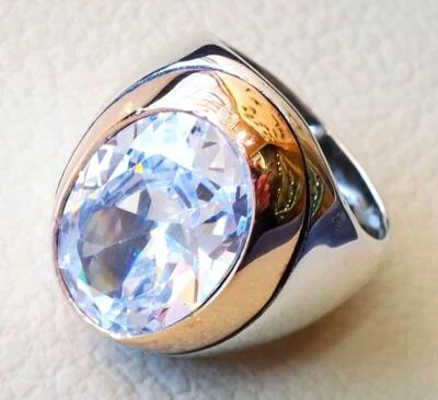 Anillo de circonita cúbica de plata 925 para hombre piedras preciosas otomano hecho a mano anillo de sello MR#299 Foto 1 de 3