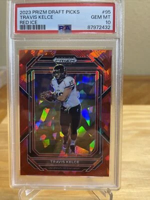 2023 Prizm Draft Picks - Travis Kelce #95 Red Cracked Ice Kansas City Chiefs - Image 1 of 2