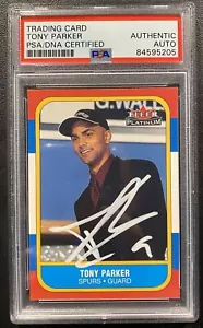 Tony Parker 2001 autografiado BALONCESTO FLEER PLATNIUM Tarjeta de Novato Firmada RC PSA - Imagen 1 de 2