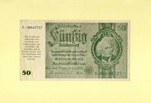GERMANY, DEUTSCHLAND 50 REICHSMARK 1945 P-189a VF++ EMERGENCY REISSUE VERY RARE - Picture 1 of 2