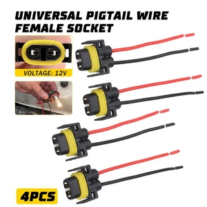 H11 H8 Wire Pigtail Female Harness Headlight Bulb Connector Repairs 4PCS EAW - Picture 1 of 11