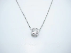Sterlingsilber 0,5 mm rund klar CZ Anhänger Kette Glieder Halskette 17,75" - Bild 1 von 7