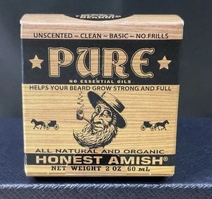 Honest Amish Pure Unscented No Essential Oils Beard Balm 2 Oz Tin - Picture 1 of 3