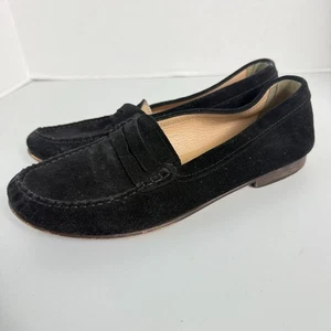 J Crew Women's Black Suede Penny Loafers Shoes Size 7 - Picture 1 of 11