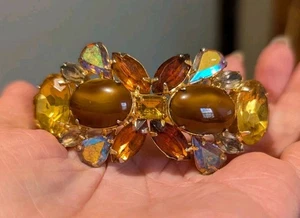 Vintage Mixture Of Brown Colors cabochon stone bangle bracelet - Picture 1 of 4