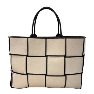 BOTTEGA VENETA Arco Tote Large Natural Black Leather Men's Tote Bag #Ok2600 - Picture 1 of 9