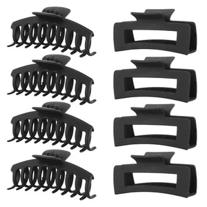 Black Hair Clips for Women -8 Pack 4.3 Inch Large Claw - Picture 1 of 6