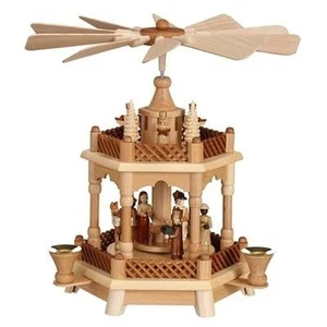 Pyramid Nativity With Angels Natural Bxhxt 12 5/8x11 13/16x12 5/8in New - Picture 1 of 1