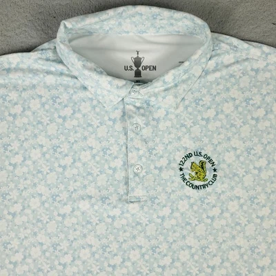 Camisa Polo US Open Para Hombres XL Azul Blanco 122nd The Country Club Golf Floral Foto 1 de 4