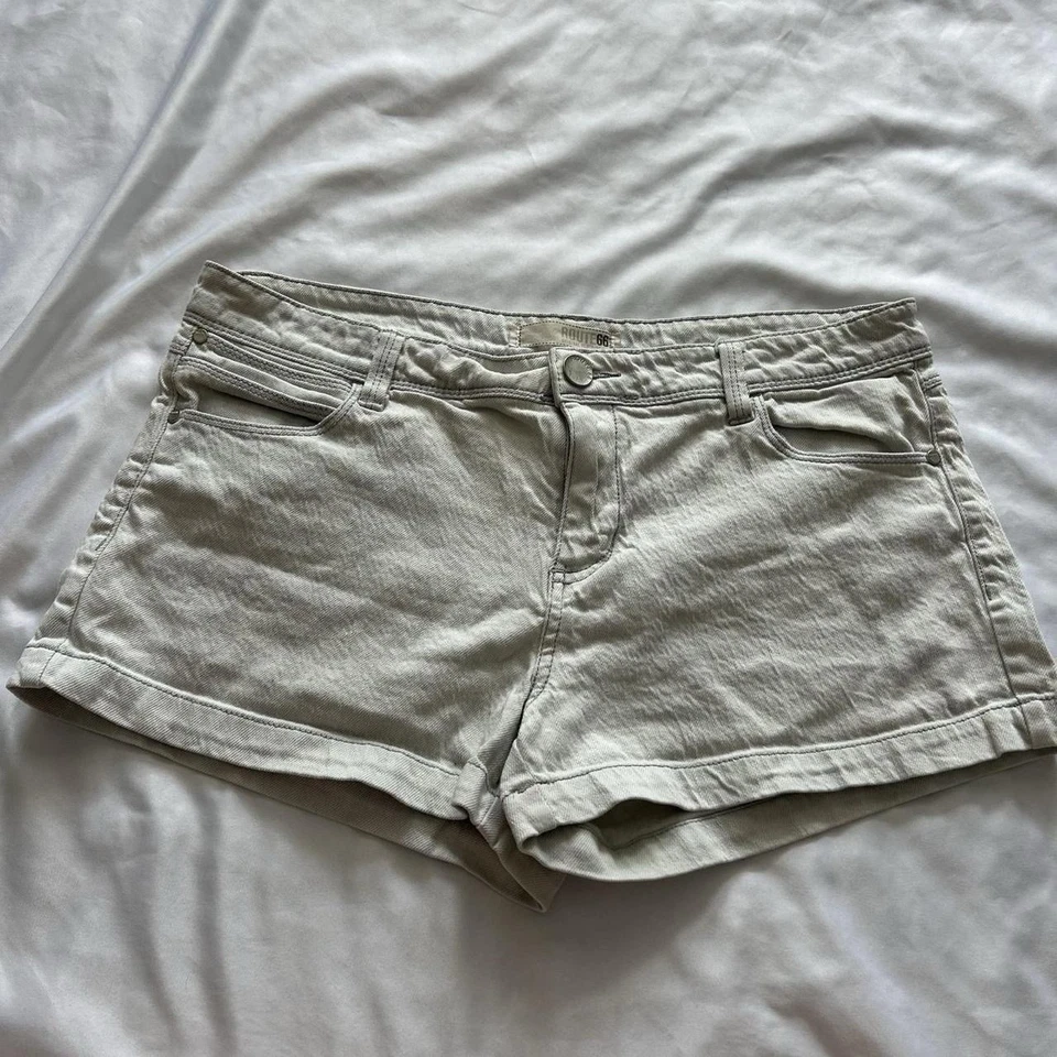 Micro Shorts Y2k Low Rise Route 66 Blanco Denim Mcbling Años 2000 Talla 13/14 Foto 1 de 3