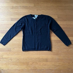 NWT Sutton Studio Bloomingdale’s 100% Cashmere Sweater Crew Neck Black Women’s L - Picture 1 of 10