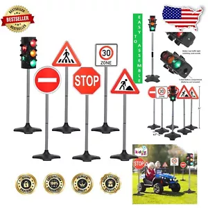 All-in-One Traffic Light Playset: 4-Way Light & 5 Signs - Height 31 Inches - Picture 1 of 7
