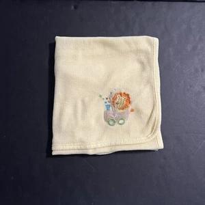 Carter's Waffle Weave Yellow Receiving Baby Blanket Lion Car Star 30” X 26” - Picture 1 of 9