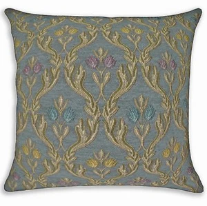 We401a Gray Mauve Damask Flower Check Chenille Throw Pillow Case/Cushion Cover - Picture 1 of 5