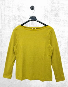 Ex White Stuff Women’s Long Sleeve Cotton Jersey T-shirt in Yellow Grey - Picture 1 of 6