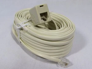 Cable de extensión de teléfono modular de 25 pies RJ11 4C con acoplador - Imagen 1 de 4