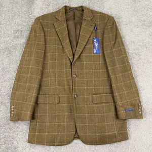 Pendleton Blazer Jacket Mens Size 44 Long 100% Wool 2-Button Brown Windowpane - Picture 1 of 14