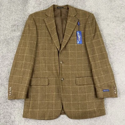 Pendleton Blazer Jacket Mens Size 44 Long 100% Wool 2-Button Brown Windowpane - Image 1 of 4