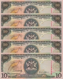 LOT, Trinidad and Tobago 10 Dollars (2002) p43 x 5 PCS sign Williams UNC - Picture 1 of 4