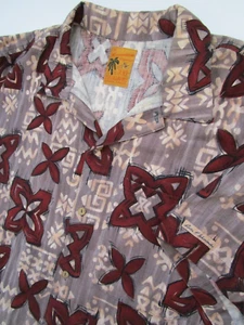 Mens XL Duke Kahanamoku hawaiian shirt  100% Cotton barkcloth floral USA - Picture 1 of 5