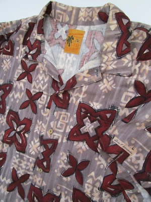 Mens XL Duke Kahanamoku hawaiian shirt  100% Cotton barkcloth floral USA - Image 1 of 4