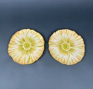 NEW Anthropologie Yellow Flower Lilypad Side Plates - Picture 1 of 7