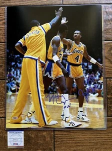 LA Lakers Byron Scott & Micheal Cooper Autographed 16x20 Photo PSA Witnessed - Picture 1 of 7