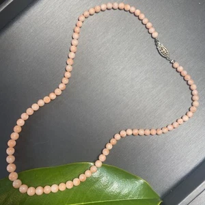 Angel Skin Peach Coral Bead 4-6 mm Vintage Graduated Strand Necklace 17" - Picture 1 of 14