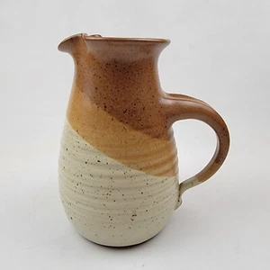 Handmade Orange Beige Jug 5x9 Inches Juice Water Milk Pottery - Picture 1 of 9