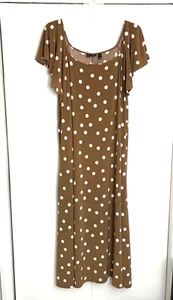 Abito Attitudes By Renee 3X Marrone Pois Maxi Cambio Manica Svolazzante con Tasche - Foto 1 di 9