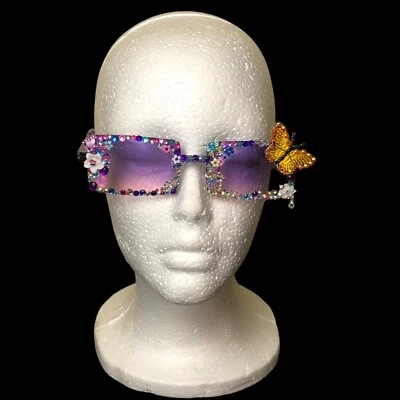 Gafas de sol artesanales Bling púrpura para adultos Roper Romp fiesta club festivales NUEVO Foto 1 de 4