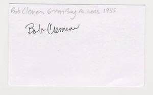 BOB CLEMENS GREEN BAY PACKERS 1955 AUTOGRAPHED INDEX CARD - Picture 1 of 1