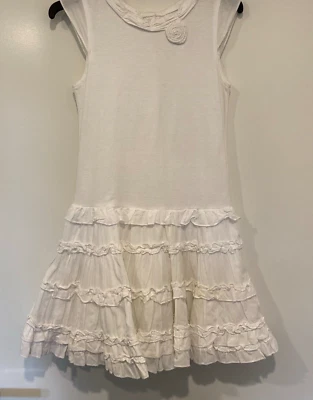 MOTHERCARE Girls Frilled White Ruffled Dress Size 6-7 VGC - image 1 of 4