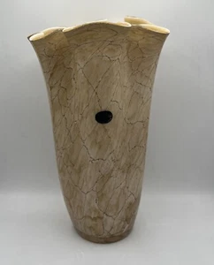 Jozefina Krosno Brown Handkerchief Vase 14” Marble Art Glass Vintage - Picture 1 of 8