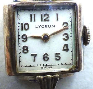 Vintage Lyceum Square 17j 10k G.F. Case Speidel starch Band Watch Runs - Picture 1 of 8
