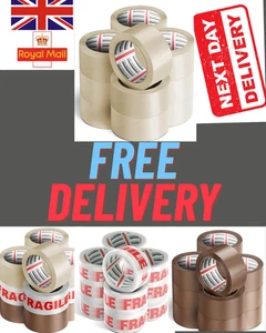 Clear Brown Parcel Tape Strong Packing Carton Sealing Tape 48mm x 66m 1 6 12 36 - Picture 1 of 14