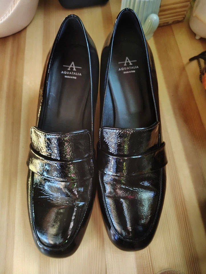 Mocasines de tacón Aquatalia Tamry de charol resistentes a la intemperie 2,00 pulgadas talla 8,5 Foto 1 de 4