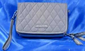 Vera Bradley Grey Color Double Zip RFID Organizer Wristlet New Without Tags - Picture 1 of 11