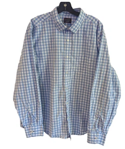 Camisa de vestir Untuckit para hombre 2XL azul guinga a cuadros manga larga bolsillo abotonado - Imagen 1 de 3