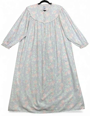 Camisón de franela Lanz of Salzburg para mujer M púrpura Nantucket rosa floral largo Foto 1 de 4