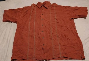 Saddle Bread Men’s XL Tall Washable Linen Button Up Short Sleeve Shirt Orange - Picture 1 of 6