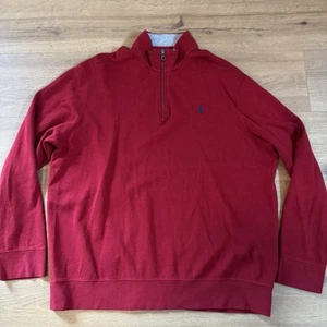 Polo Ralph Lauren Performance 1/4 Zip Pullover Herren XL rot blau Pony - Bild 1 von 7