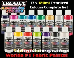 Createx Airbrush Colors 120ml Pearl 17 Colour Set + Free Insured Post - Picture 1 of 9