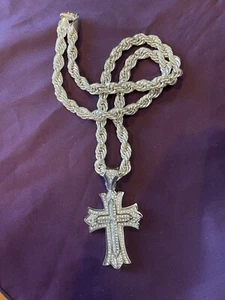 Giant Silver Cross And Chain - Picture 1 of 16